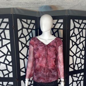 Chic Paisley Blouse - Burgundy